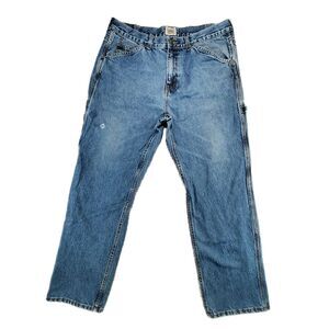 C D Schmidt Workwear Mens Size 38X32 Carpenter 100% Cotton Denim Med Wash Jeans